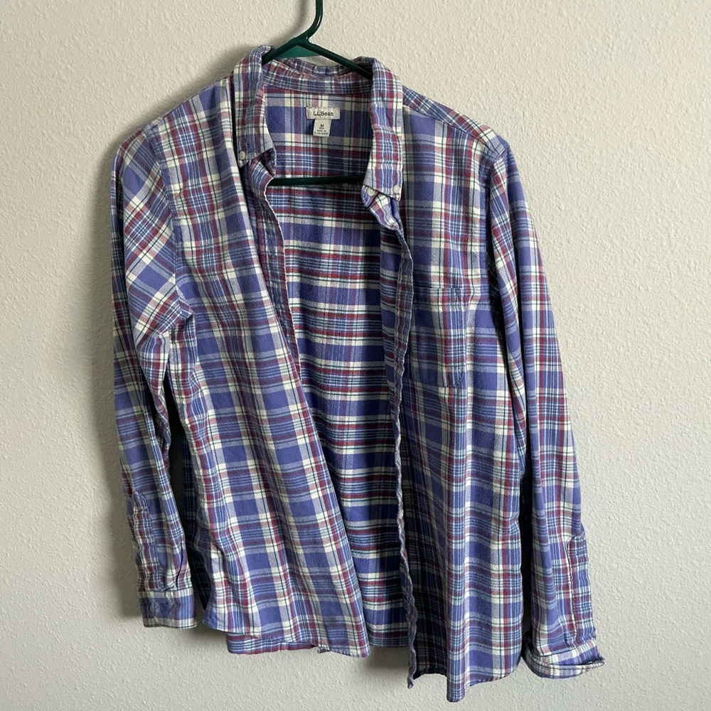 L.L. Bean Men's Casual Plaid Shirt - Blue and Red